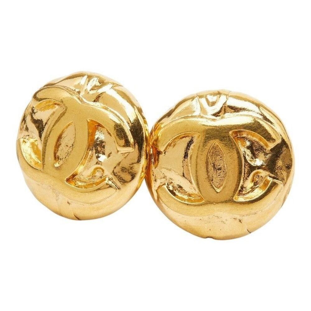 Chanel CC Logo Gold Plated Earrings